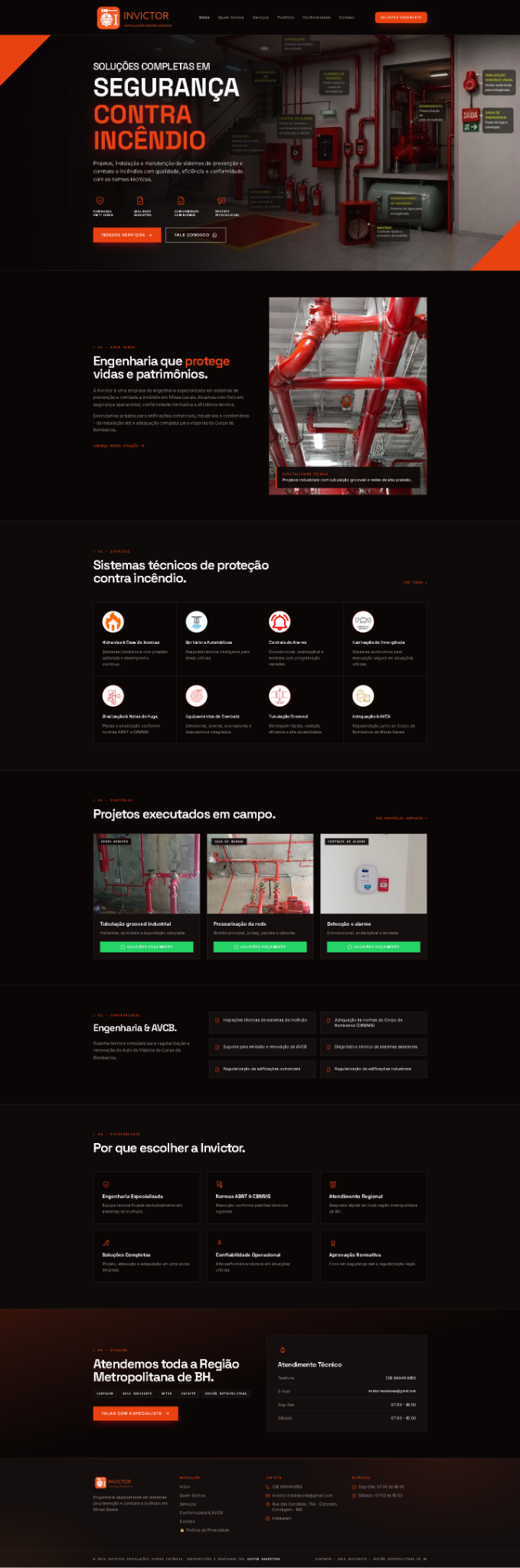 Invictor Instalações — site desenvolvido pela Capyon